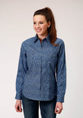Womens Long Sleeve Snap Medallion Paisley Western Shirt