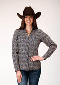 Womens Long Sleeve Button Vintage Paisley Western Shirt