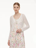 Lyocell Blend Crochet Women Open-Knit Cardigan