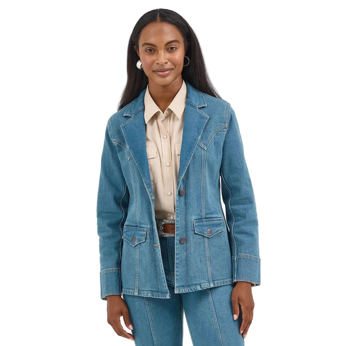 Wrangler Women's Retro Long Sleeve Blazer - Light Denim