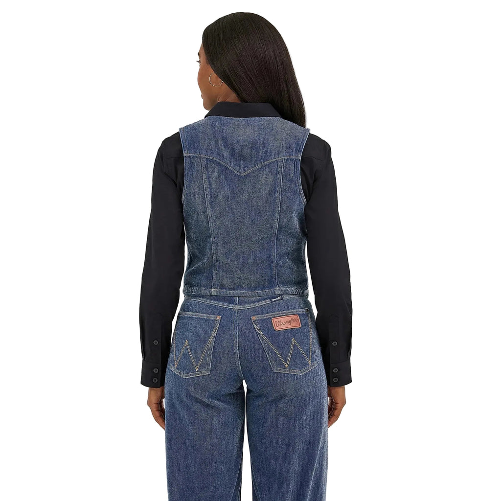 Wrangler Women's Sleeveless Airy Denim Vest - Blue