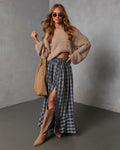 Gesibella Ruffle Hem Plaid Maxi Skirt