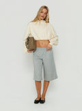 Mayse Bubble Hem Cropped Hoodie Cream