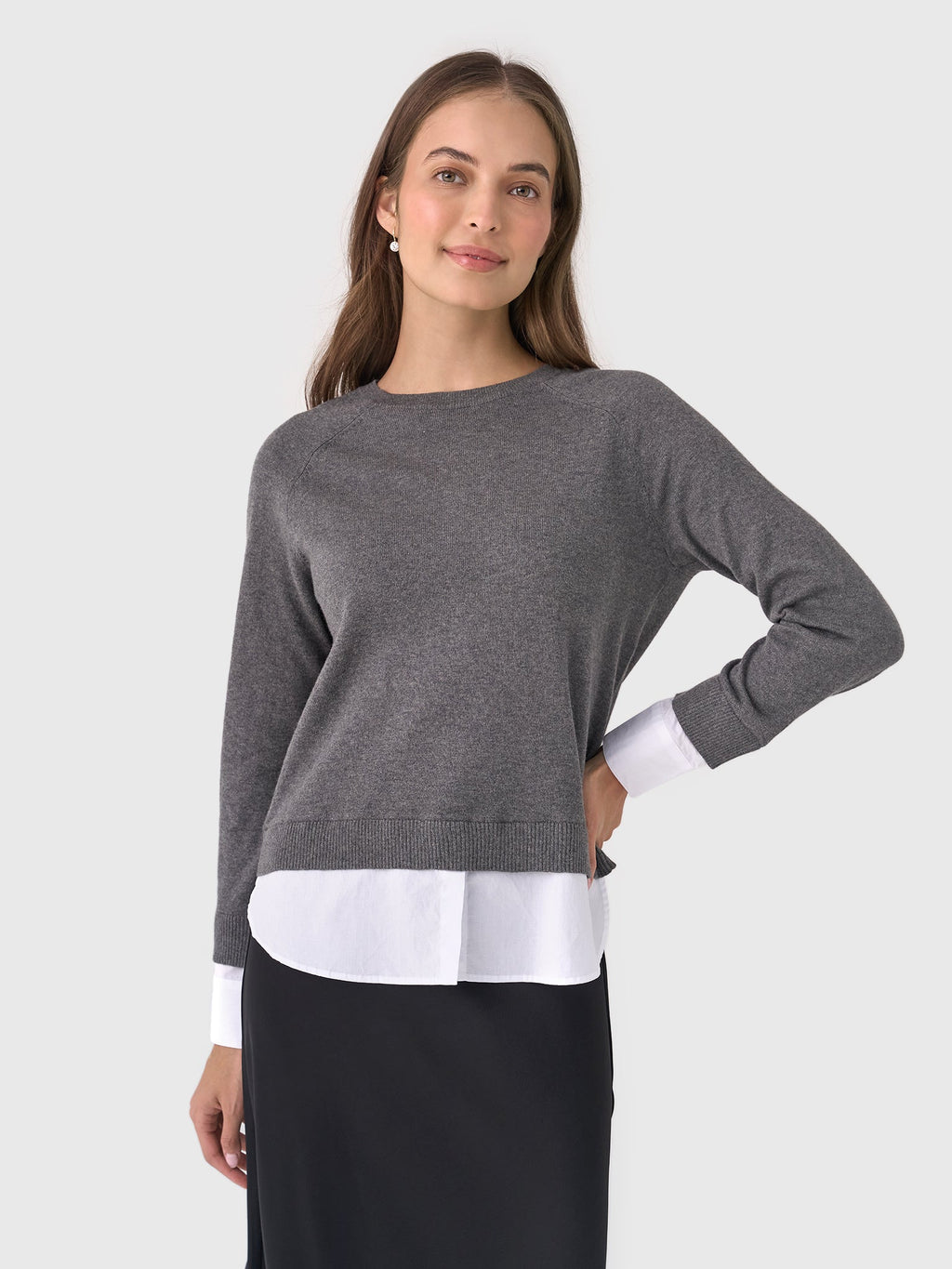 Eche Women's Crewneck Two-Fer Sweater