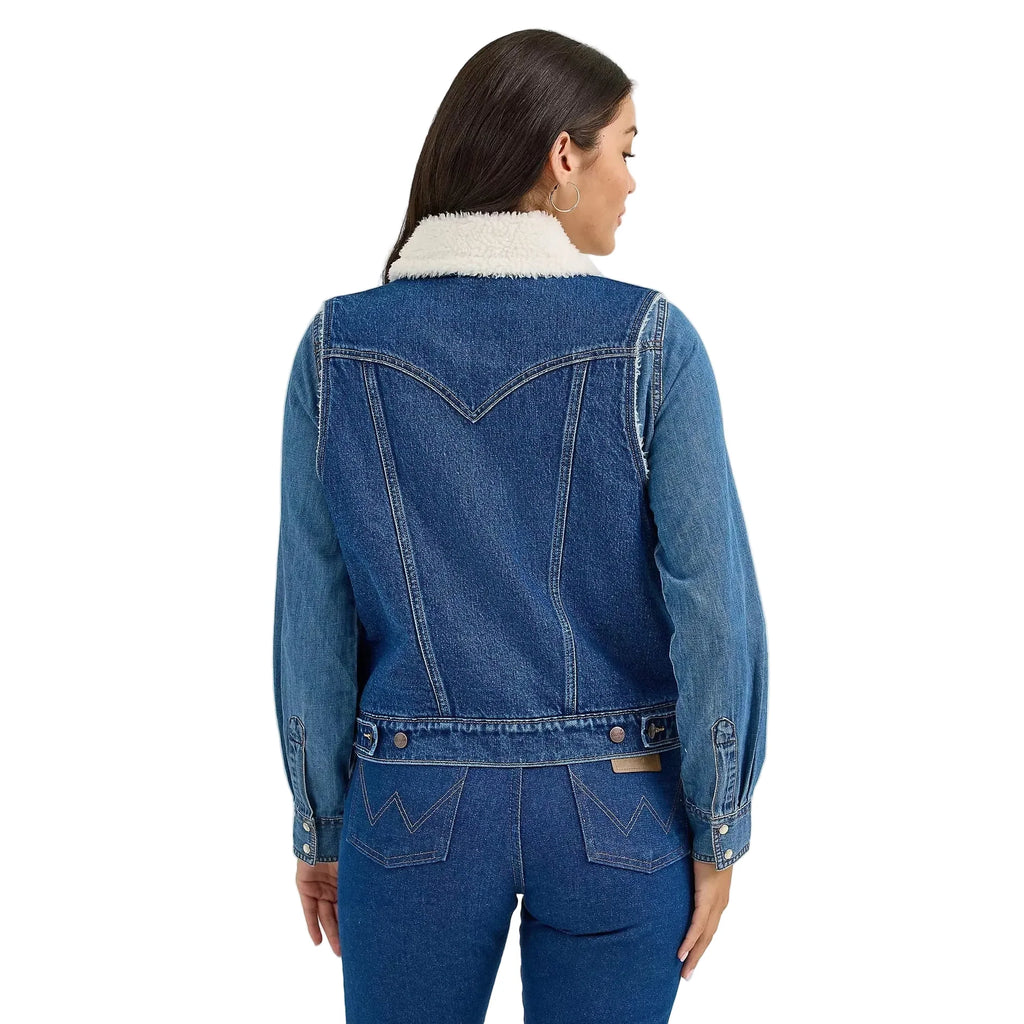 Wrangler Women's Sherpa Lined Denim Vest - Dark
