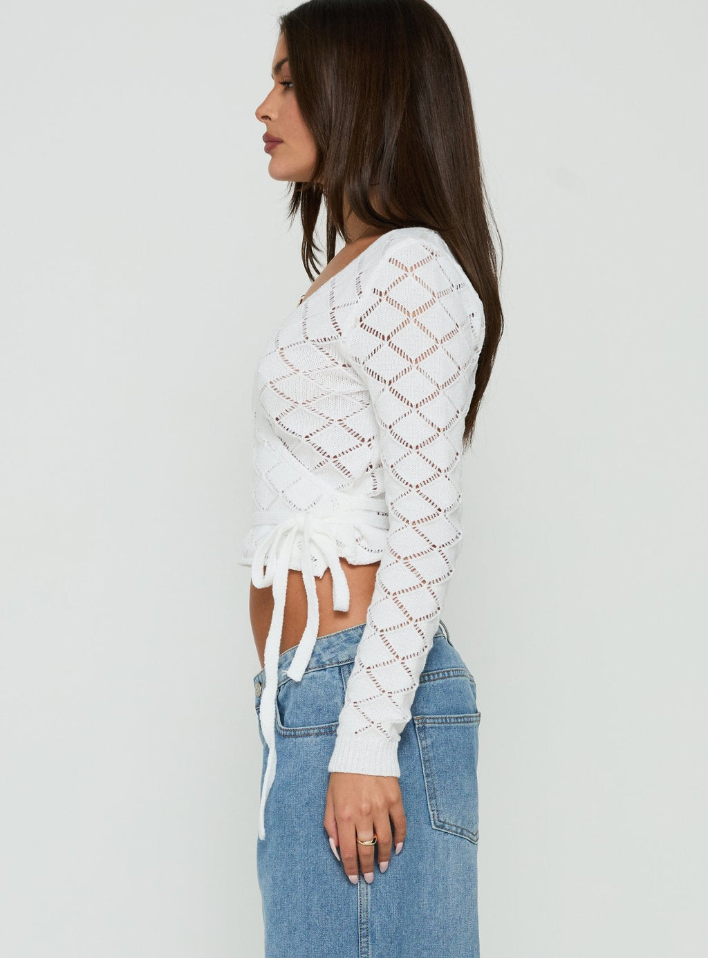 Lesla Crochet Wrap Cardigan White