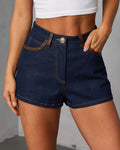 Remon Leather Trim Denim Shorts