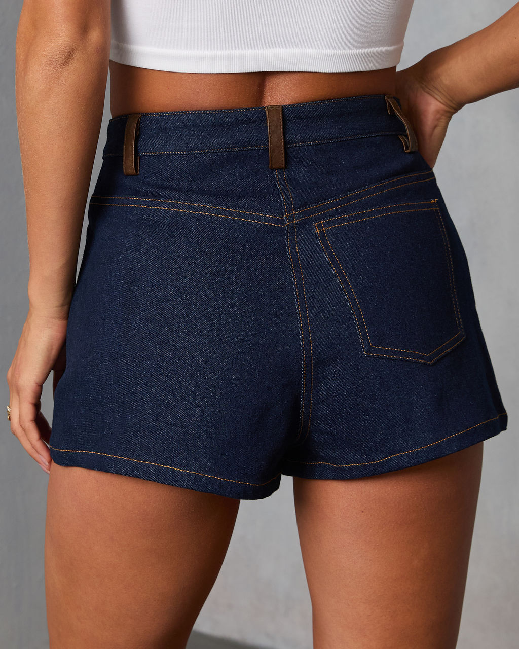 Remon Leather Trim Denim Shorts