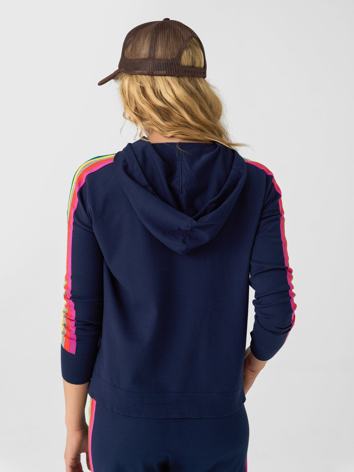 Eche Women's Solid Striped Hoodie
