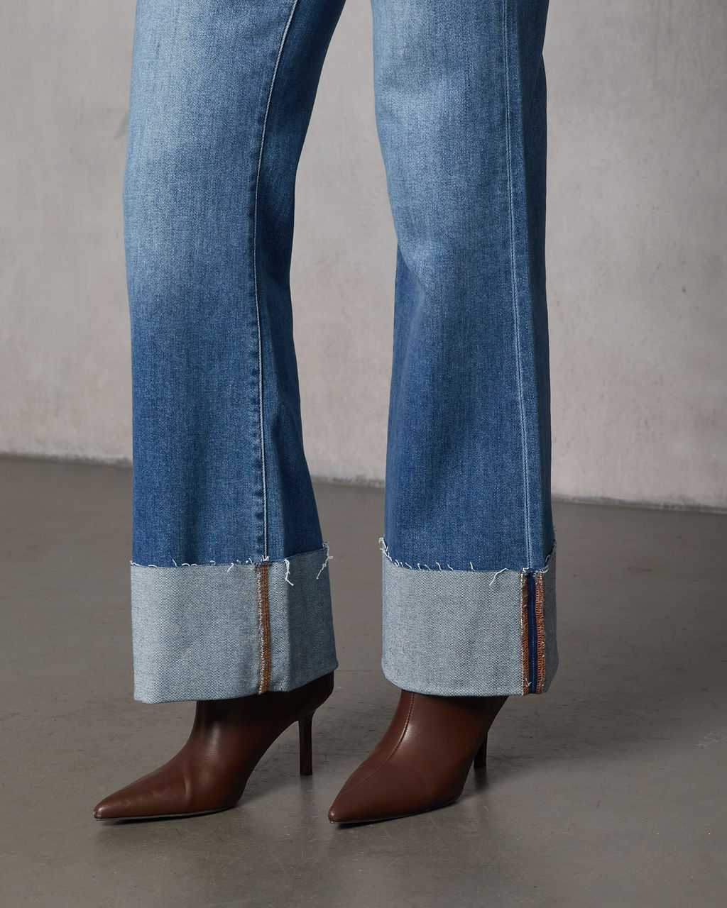 Jessina Cuffed Super Stretch Flare Jeans