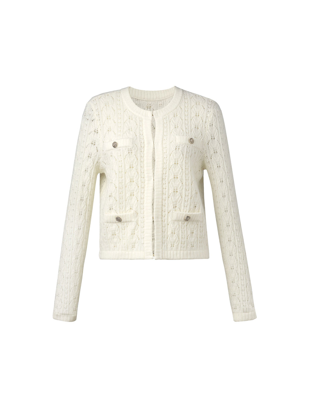 100% Wool Open Knit Women Cardigan