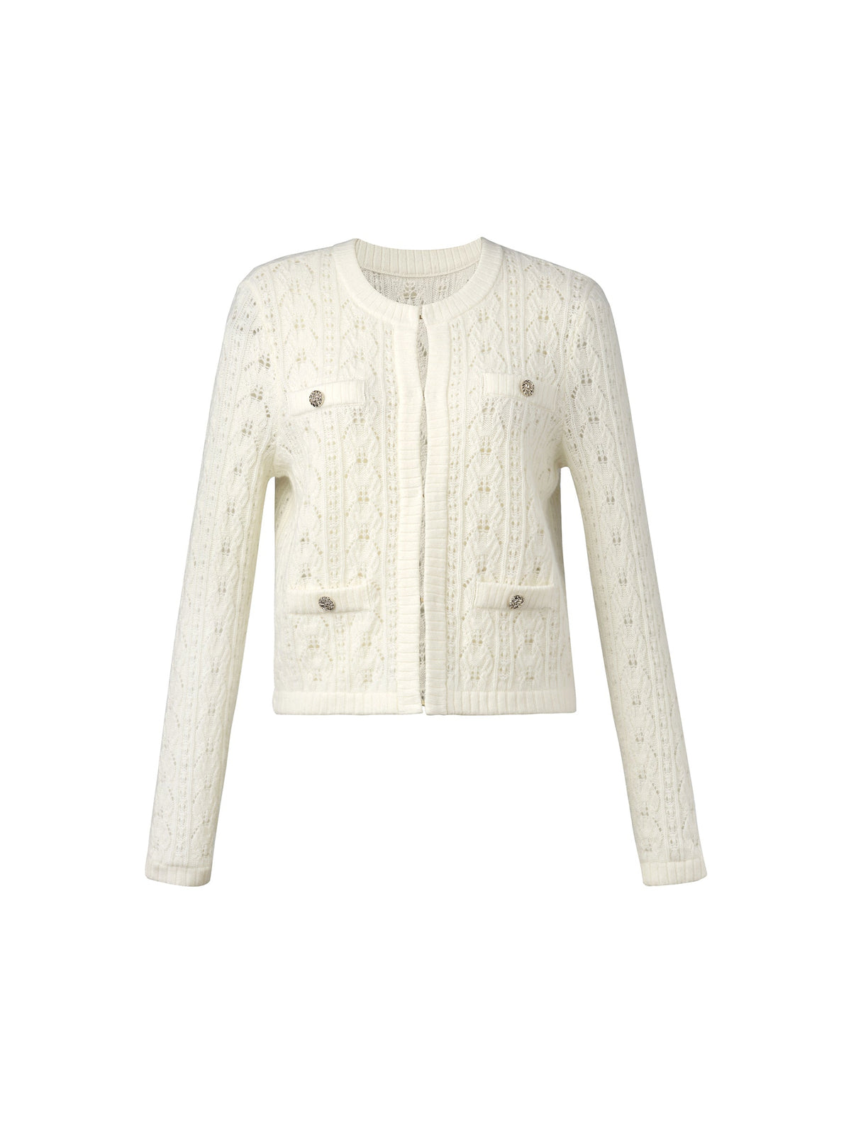 100% Wool Open Knit Women Cardigan