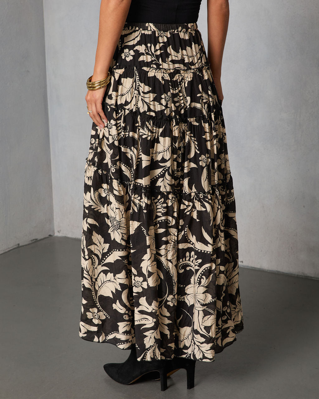 Woven Hour Printed Hi Low Skirt