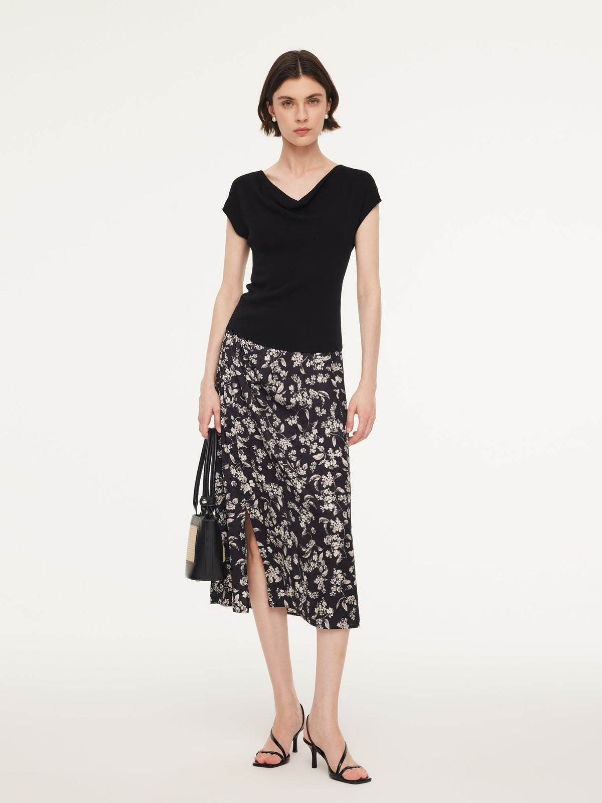 Tencel Mulberry Silk Cowl Neck Women Cap Sleeve Knit Top