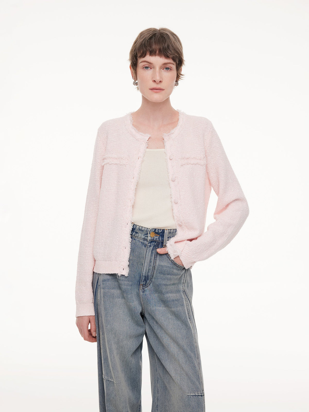 Frayed Edge Women Knit Cardigan