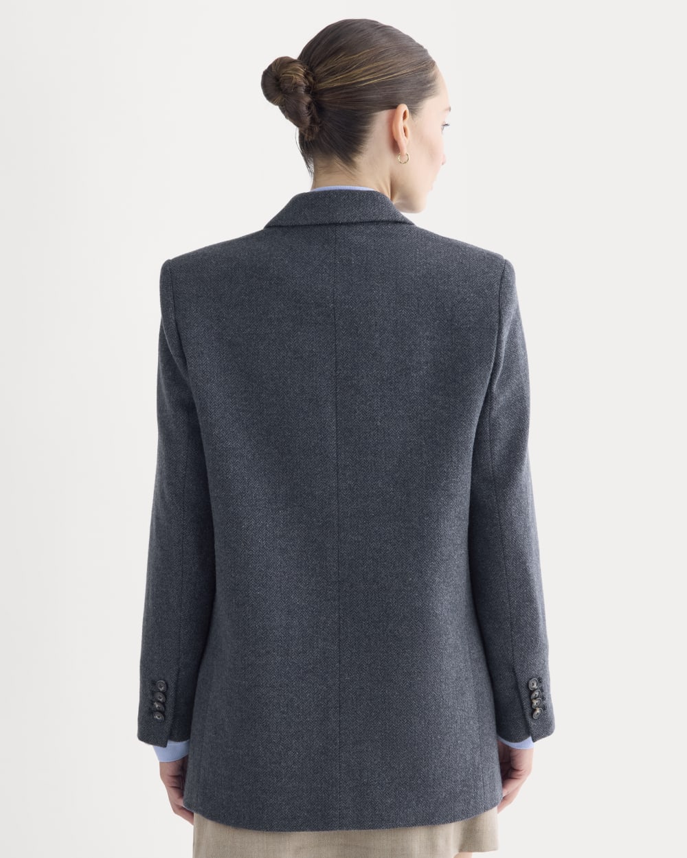 The Oversized Blazer in Wool | Navy Herringbone