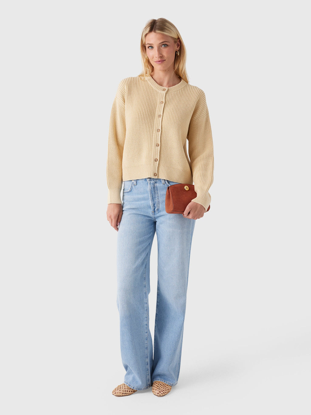 Jenni Kayne Women's Cotton Hayes Crewneck Cardigan