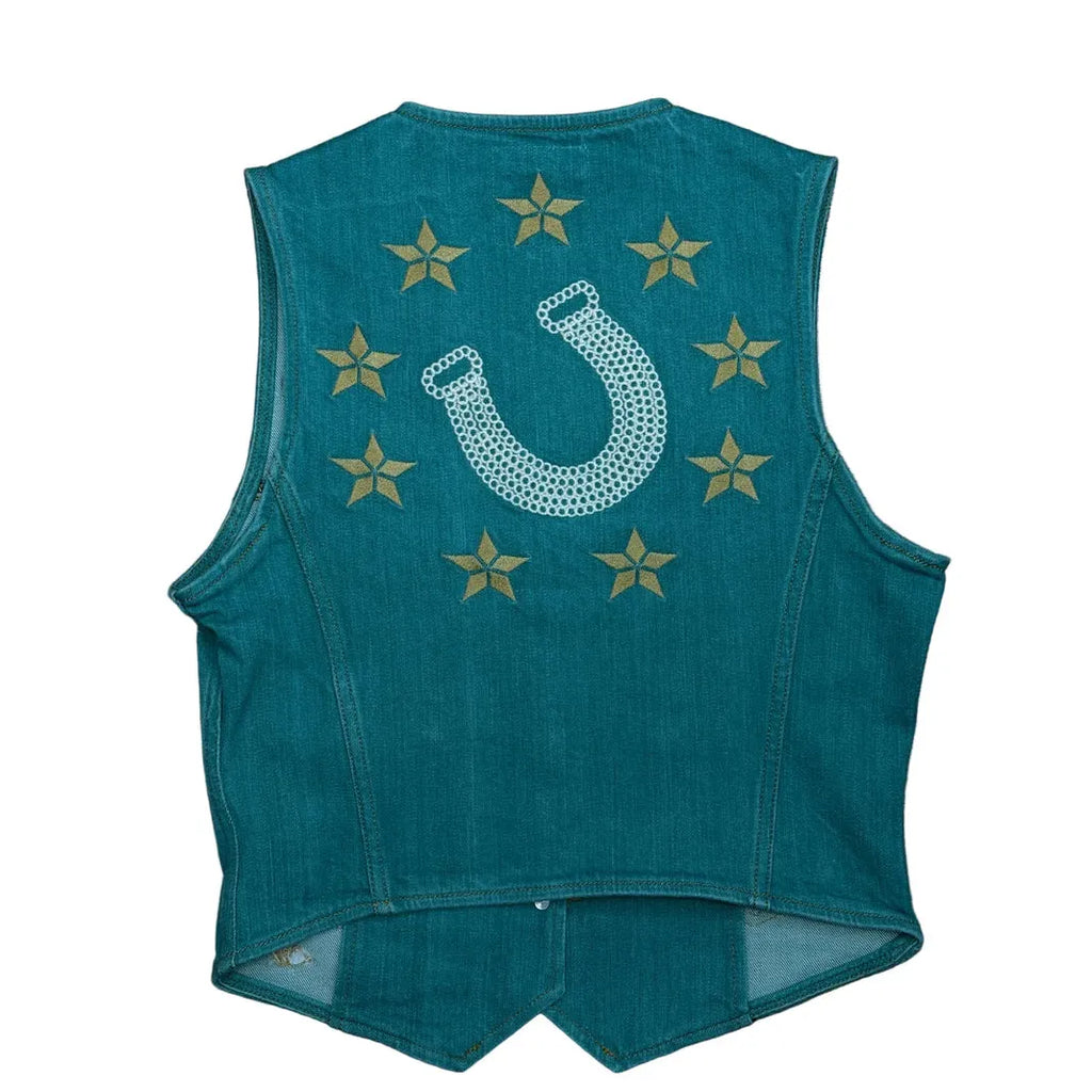 Wrangler Lainey Wilson Denim Vest- Turquoise