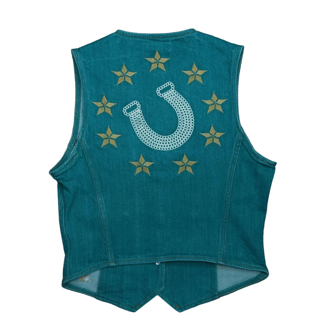 Wrangler Lainey Wilson Denim Vest- Turquoise