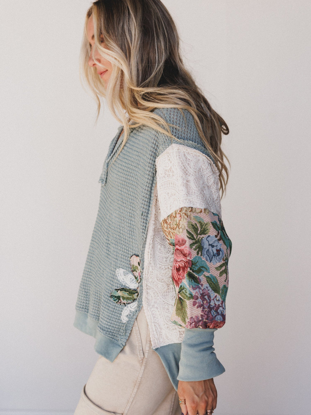 Seaside Roses Sweater - Seafoam - Pre Order