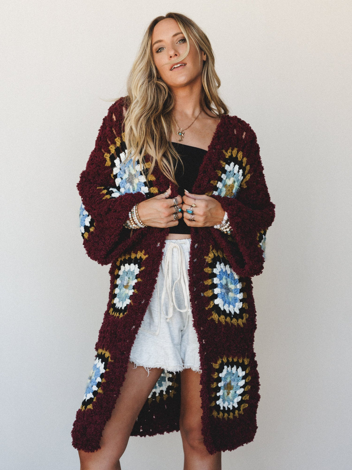 Not Your Grannys Cardigan - Wine