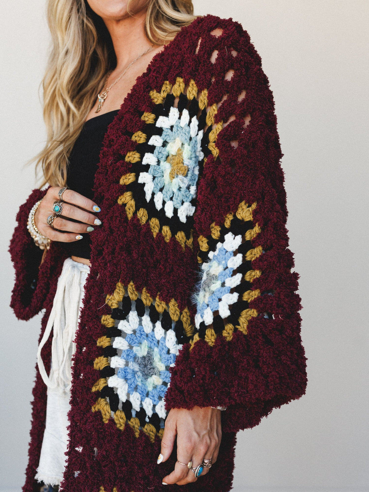 Not Your Grannys Cardigan - Wine