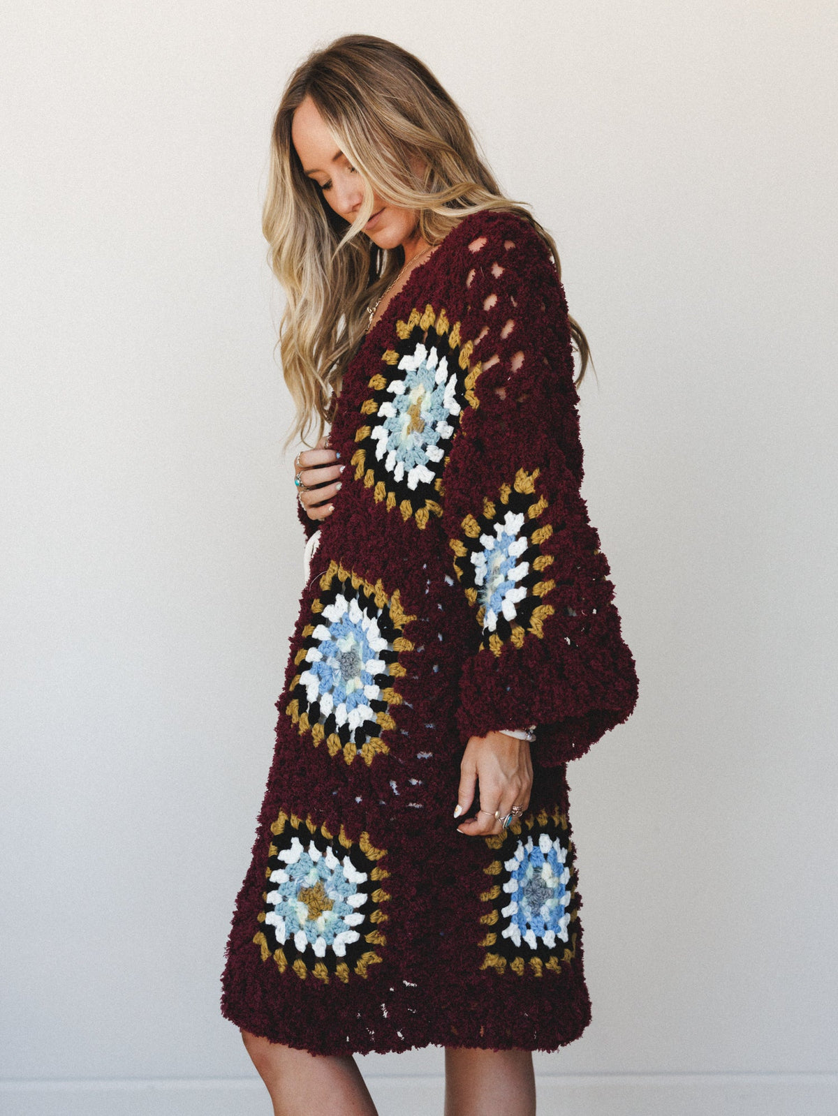 Not Your Grannys Cardigan - Wine