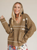 Chai Embroidered Knit Sweater - Camel - Pre Order