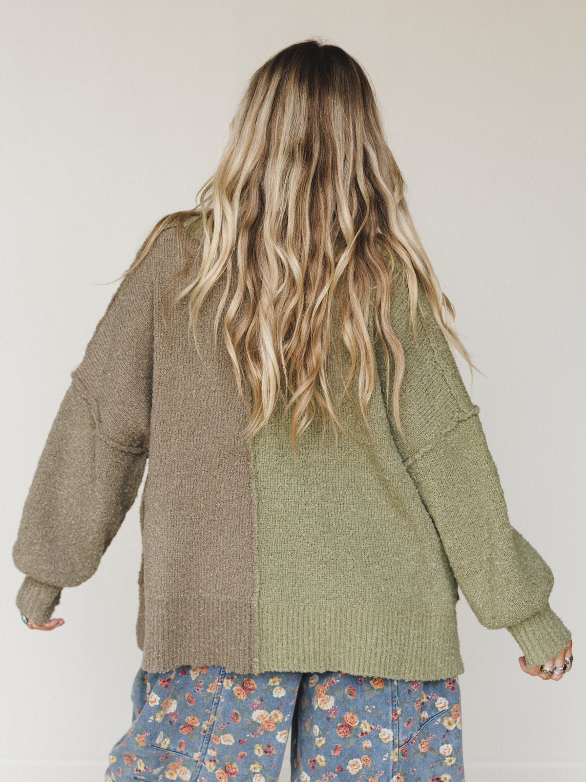 Folk Tale Color Block Sweater - Olive