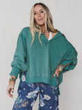 Candace Oversized Collar Sweatshirt  - Green - Pre Order