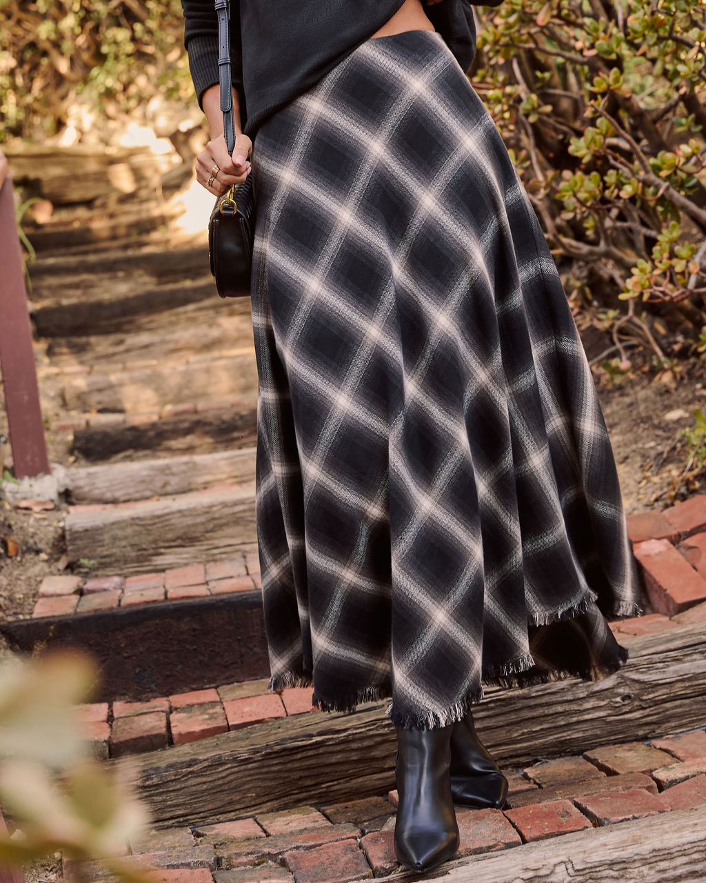 Woodland Plaid Midi Skirt