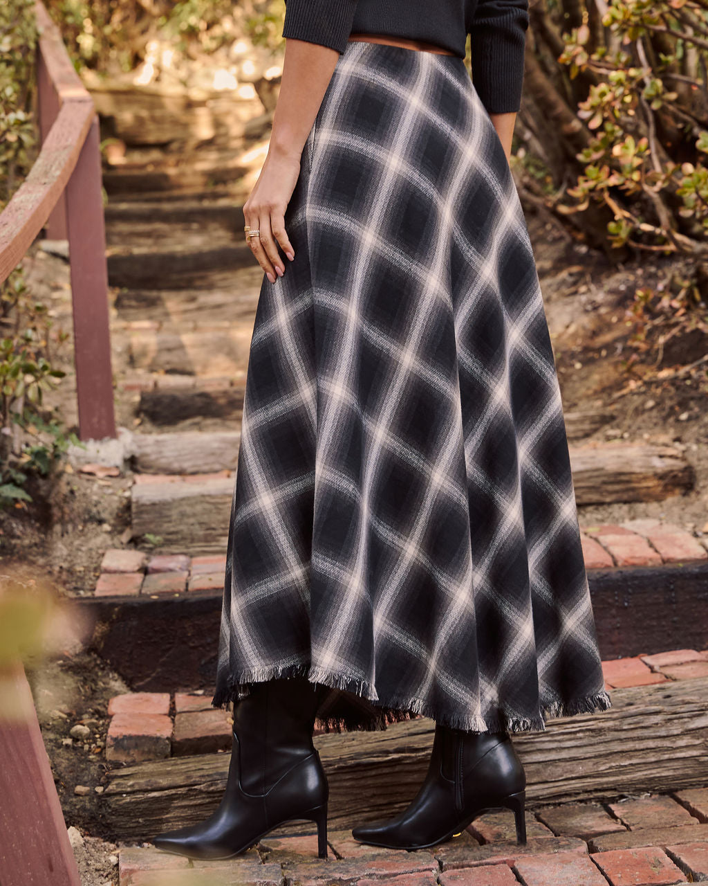 Woodland Plaid Midi Skirt