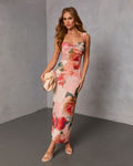 First Glow Floral Mesh Maxi Dress