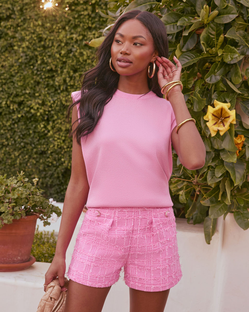 Marivine Frayed Tweed Shorts