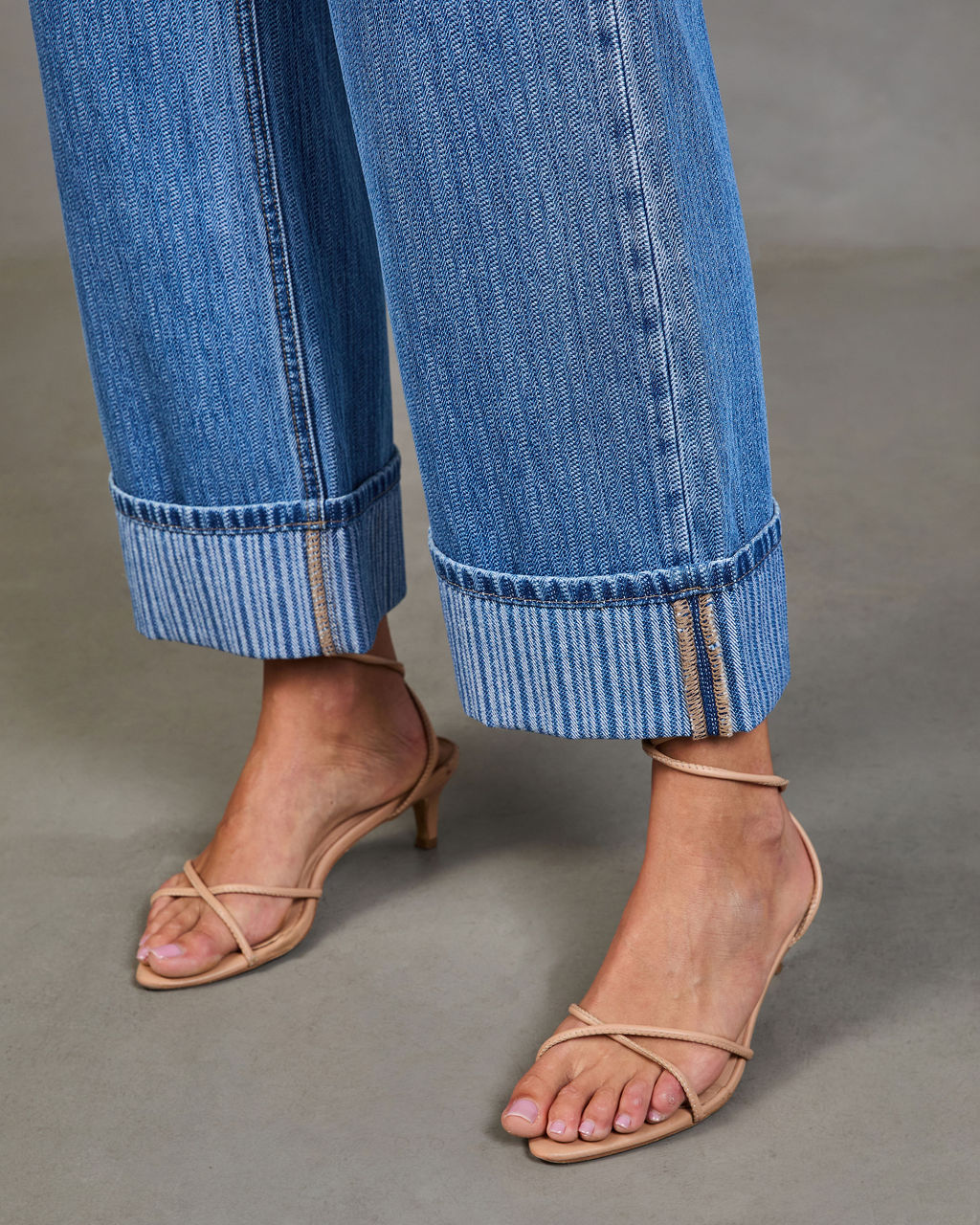 Ladena High Rise Wide Leg Cuffed Jeans