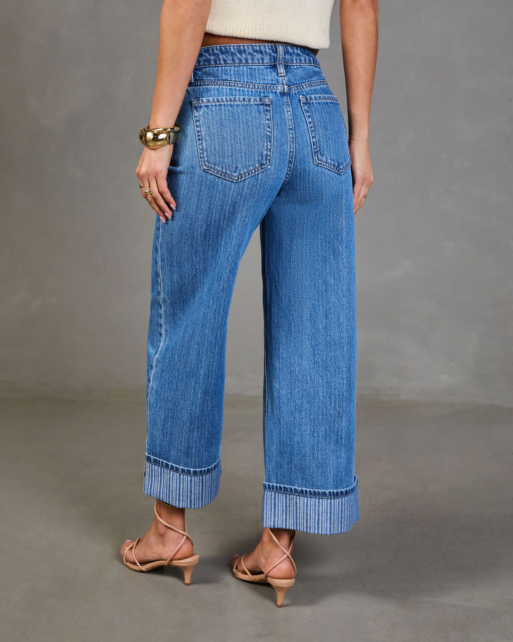 Ladena High Rise Wide Leg Cuffed Jeans