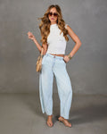 Washed Light Mid Rise Barrel Leg Jeans