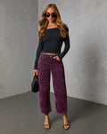 Namie Stretch Velvet Barrel Leg Jeans