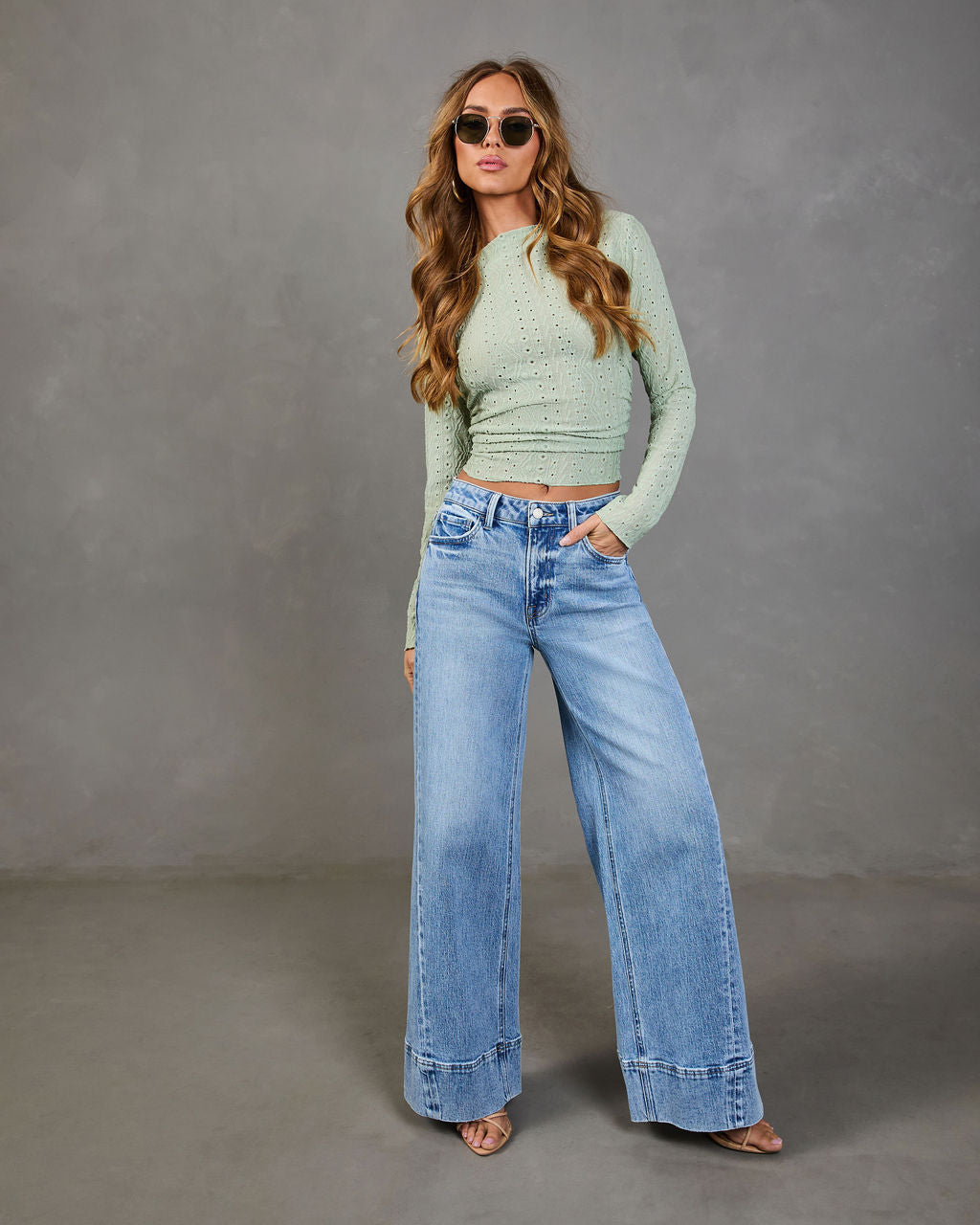 Clean Cut Stretch High Rise Wide Leg Jeans