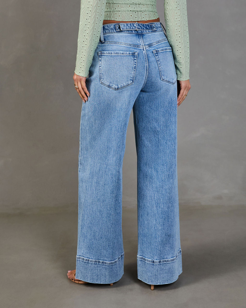 Clean Cut Stretch High Rise Wide Leg Jeans