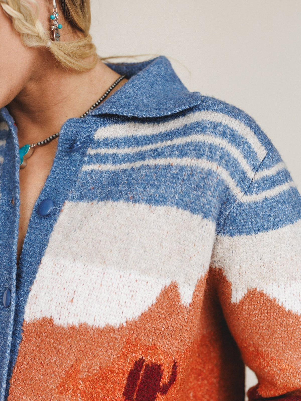 Sierra Sunset Sweater Cardigan - Blue