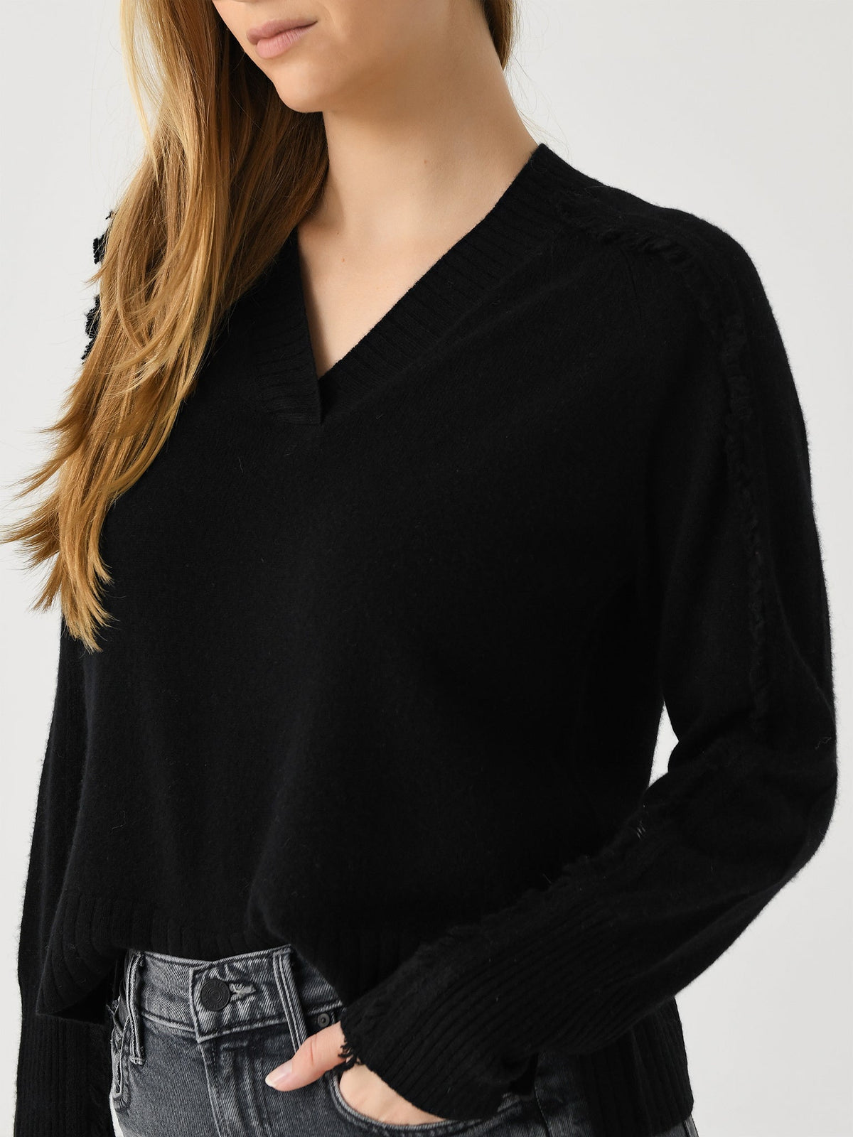 Brochu Walker Women's The Jolie Fringe Vee Sweater