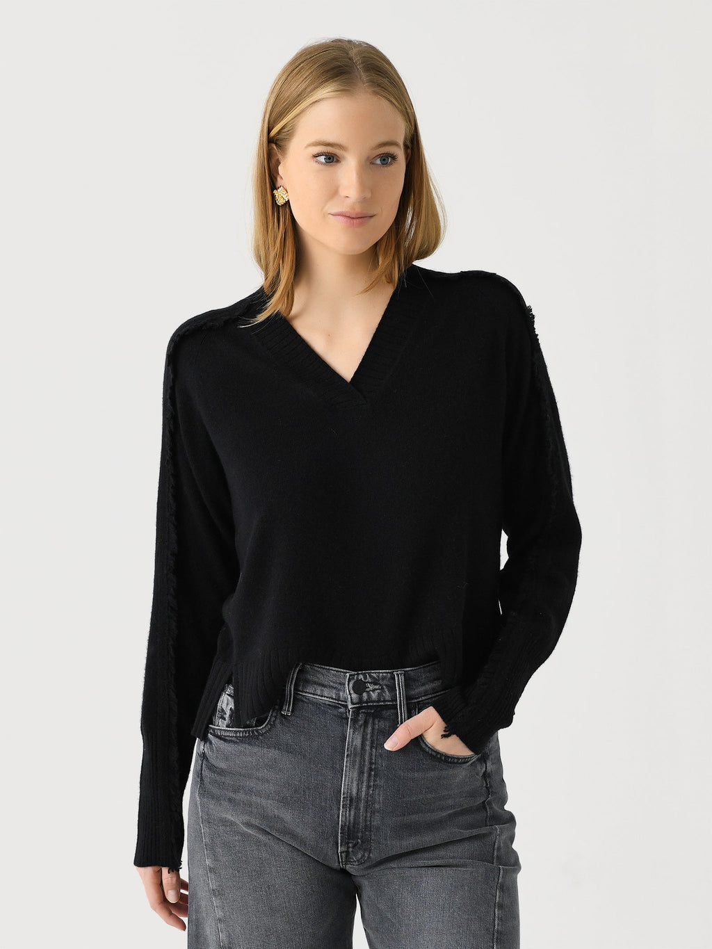 Brochu Walker Women's The Jolie Fringe Vee Sweater
