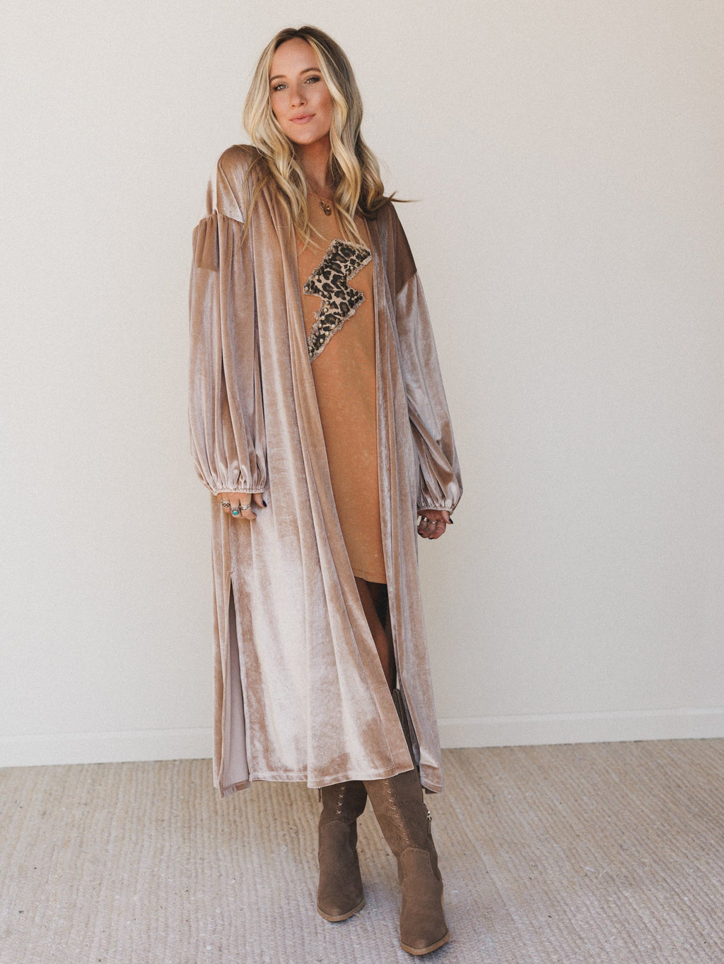 The Nest Sydney Velvet Duster Cardigan - Coco