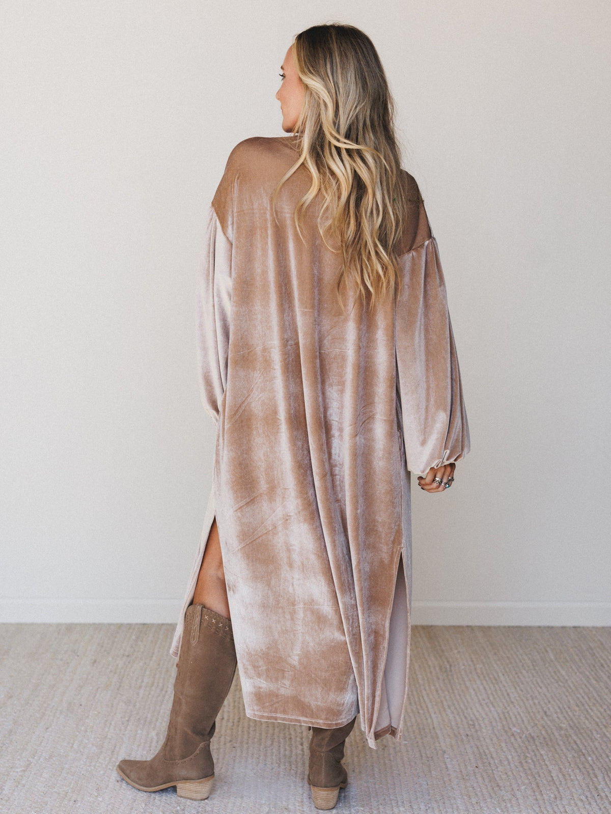 The Nest Sydney Velvet Duster Cardigan - Coco