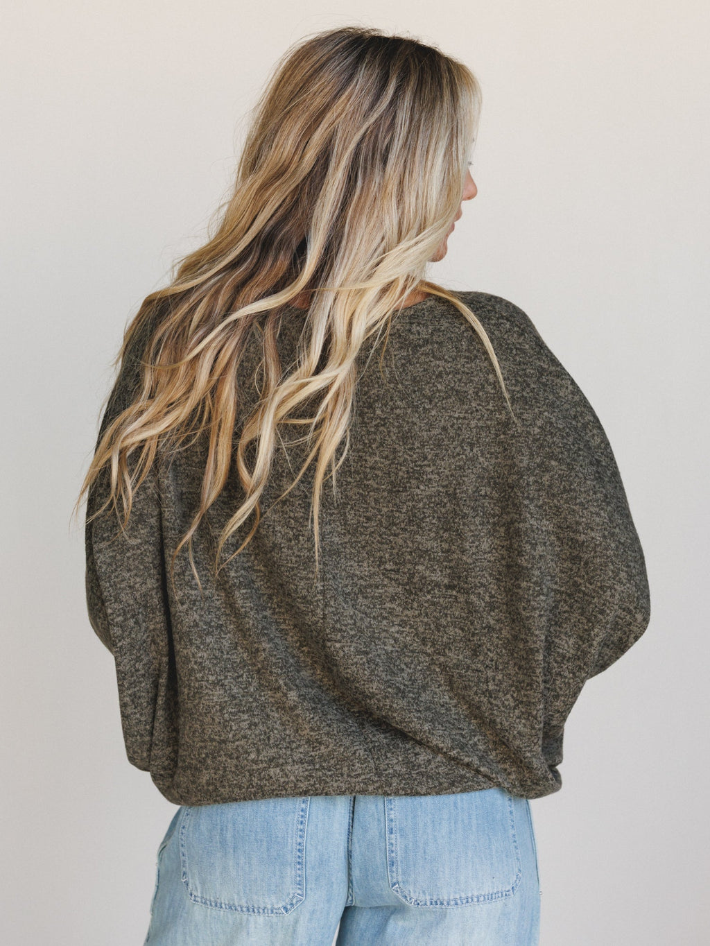 The Nest Fly With Me Batwing Sleeve Knit Sweater - Dark Olive