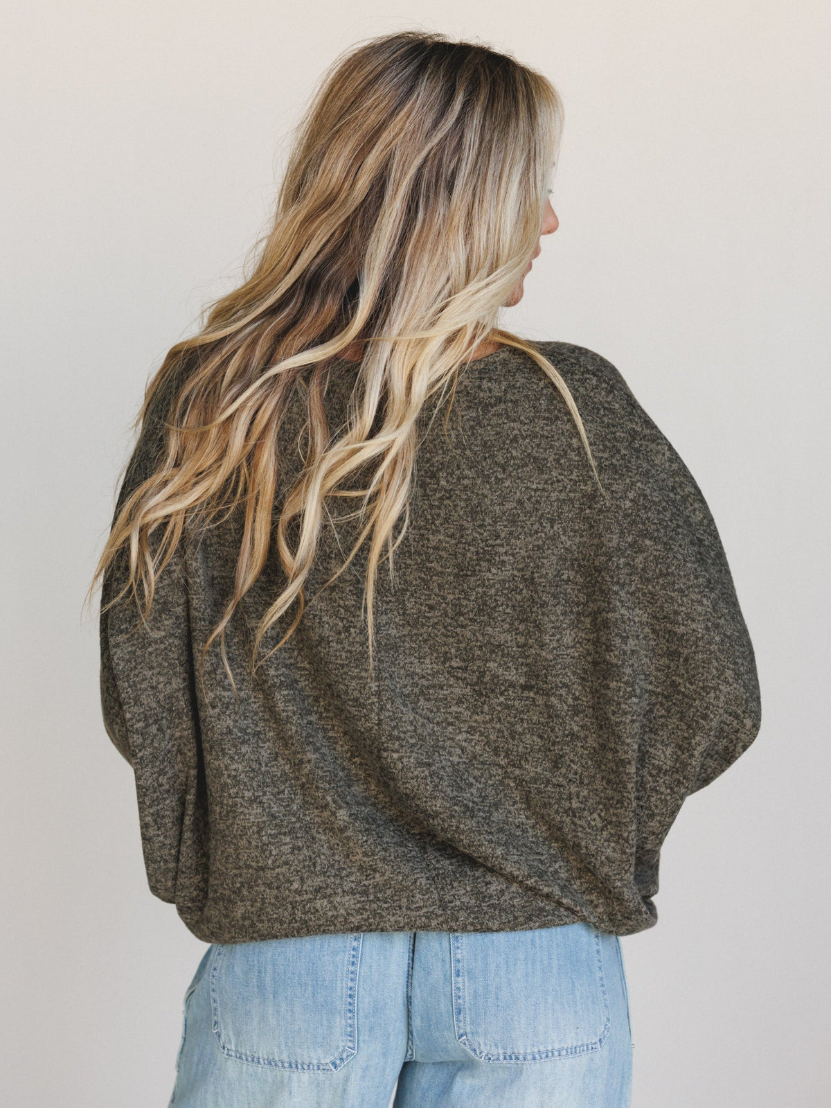 The Nest Fly With Me Batwing Sleeve Knit Sweater - Dark Olive