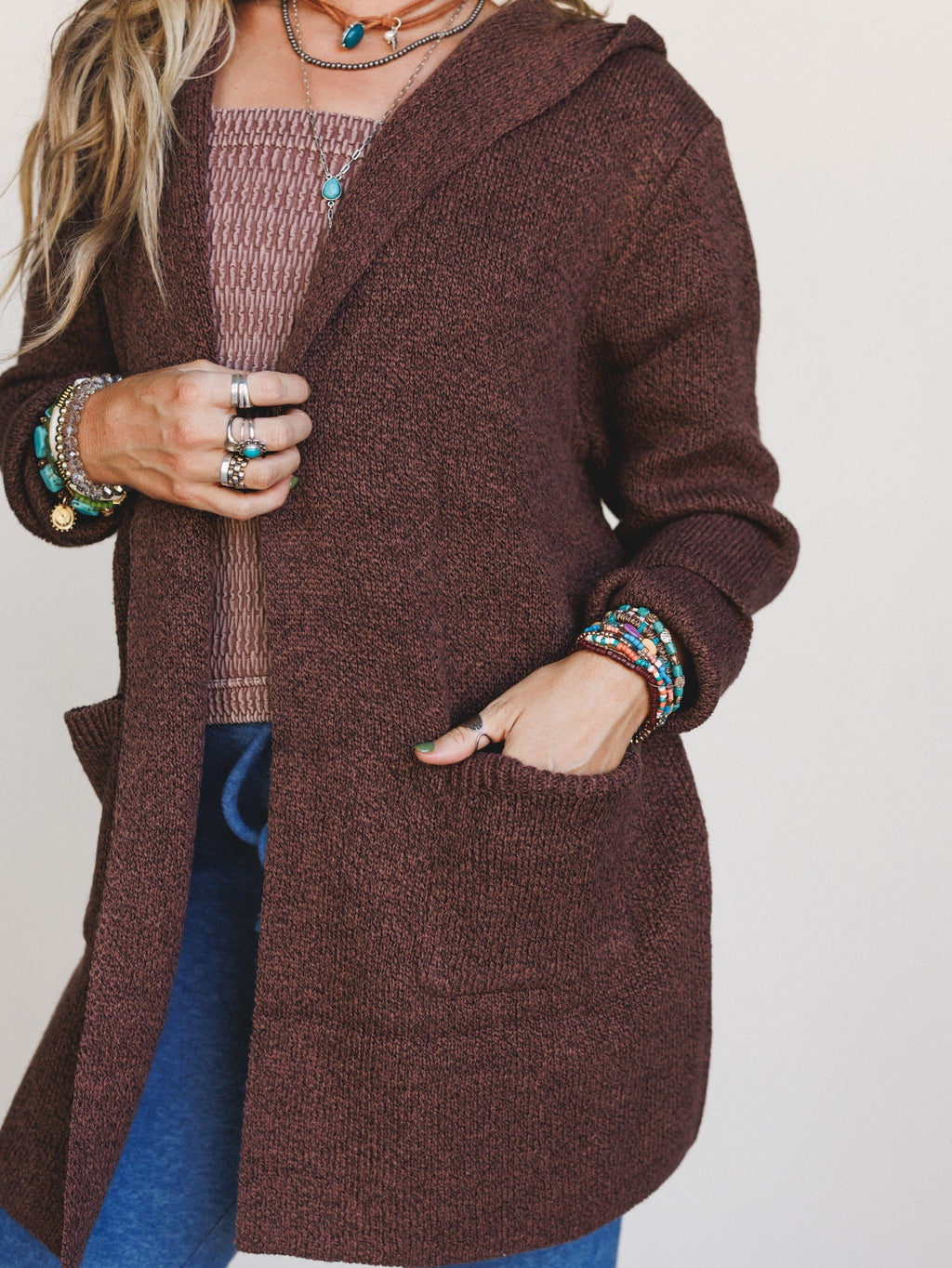 Autumn Eve Hooded Cardigan - Brown