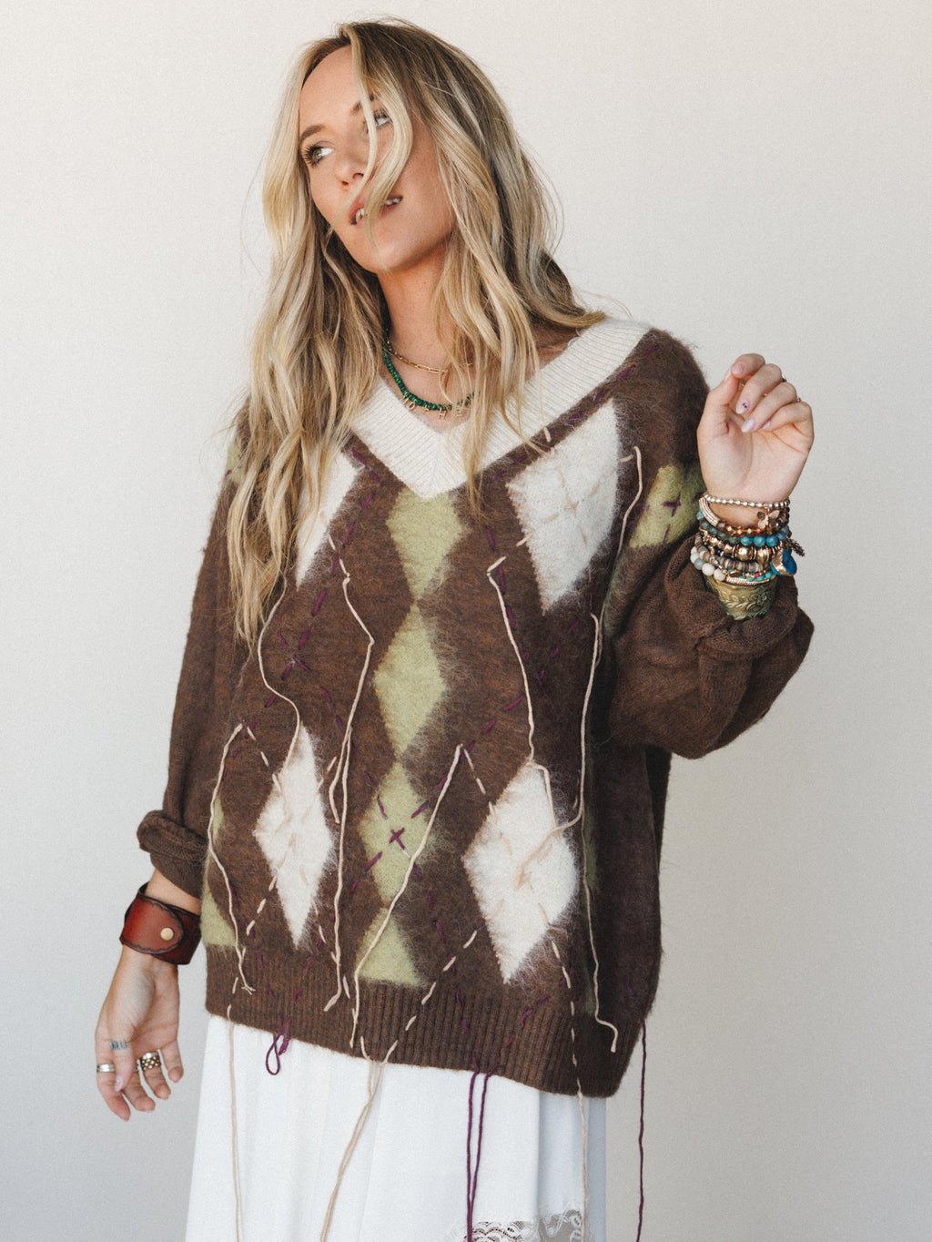 Calico String Sweater - Mocha