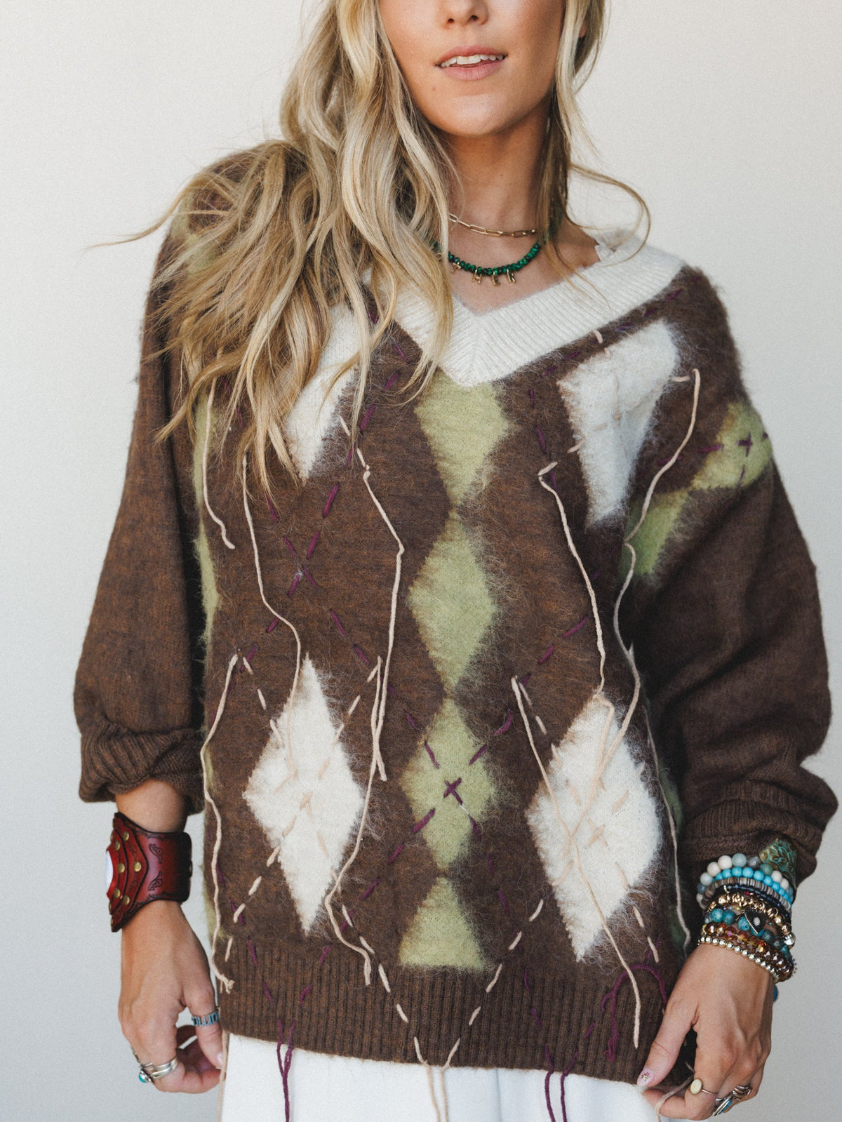 Calico String Sweater - Mocha